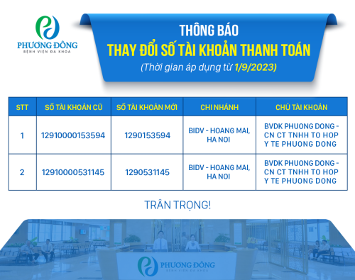 THÔNG BÁO THAY ĐỔI SỐ TÀI KHOẢN THANH TOÁN MỚI